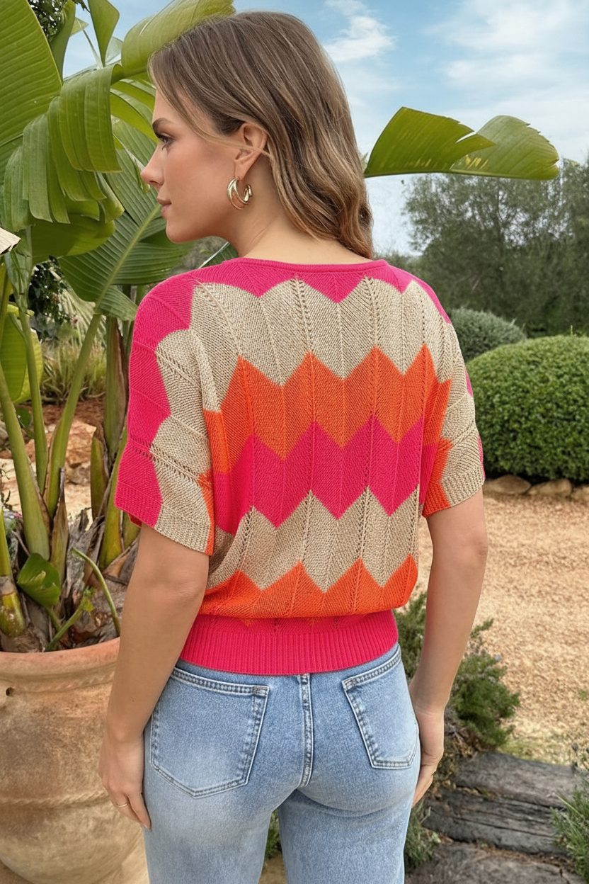 Gehaakte Trui Zigzag Fuchsia Oranje – alle kleding, foto 3