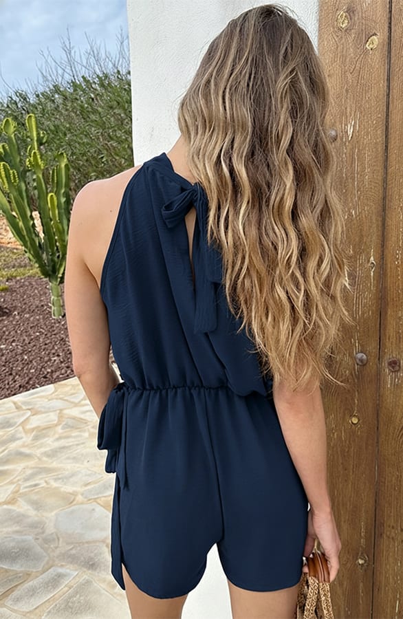 Halter Playsuit Ivy Marine – jumpsuits en playsuits, foto 3