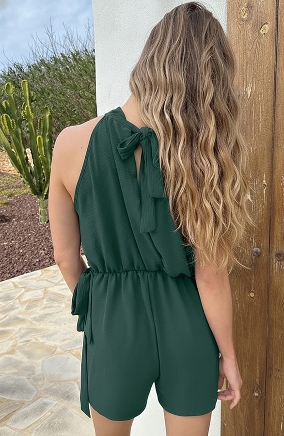 Halter Playsuit Ivy Smaragd – jumpsuits en playsuits, foto 3