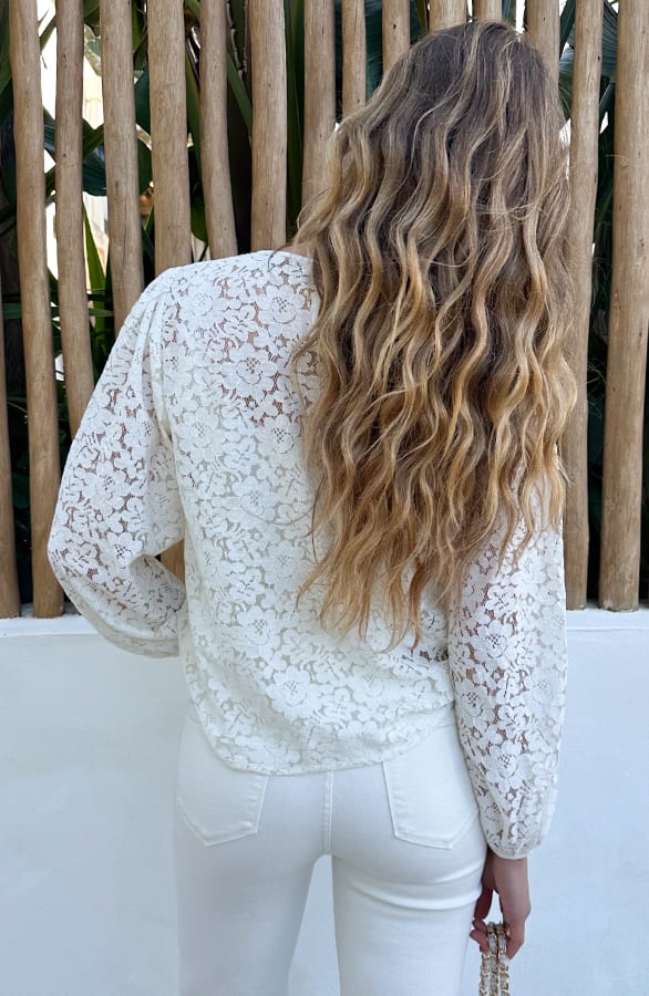 Lace Long Sleeve Blouse Ecru – tops, foto 5