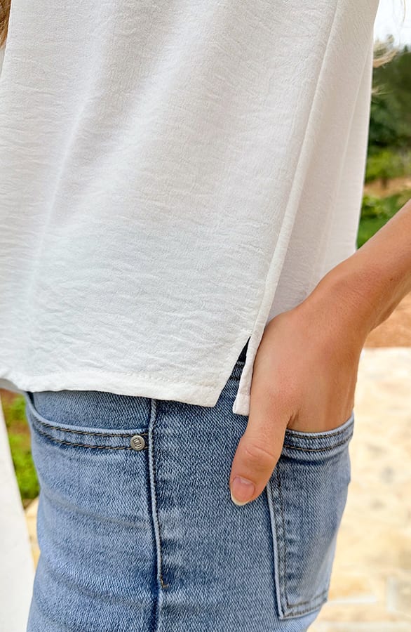 Lilly V-hals Wijde Mouw Top Ecru – tops, foto 4