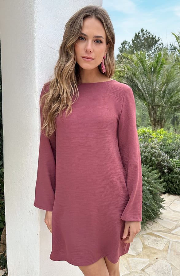 Longsleeve Jurk Open Rug Dust Roze – jurken, foto 4