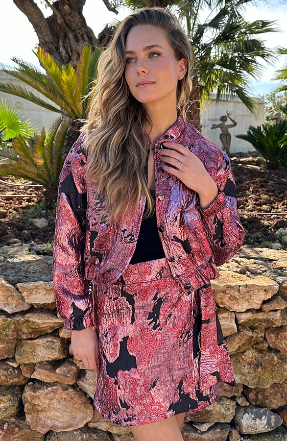 Lurex Jacquard Bomber Jacket Roze – jassen, foto 5