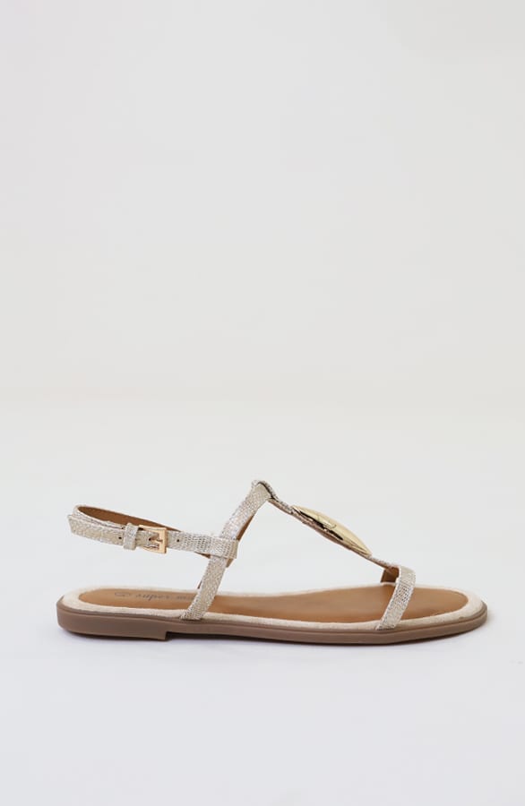 Luxury Flat T-Strap Sandals Beige – alle schoenen, foto 4