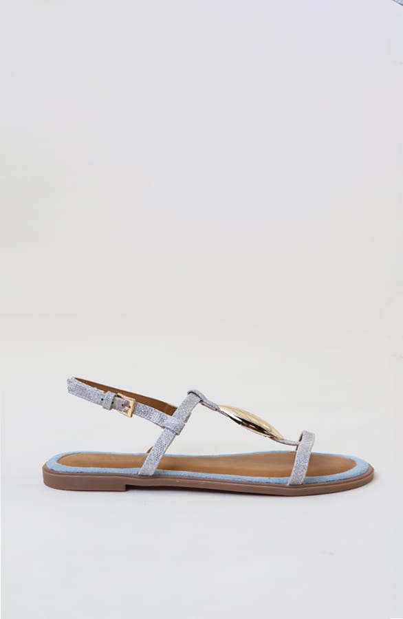 Luxury Flat T-Strap Sandals Blue – alle schoenen, foto 4