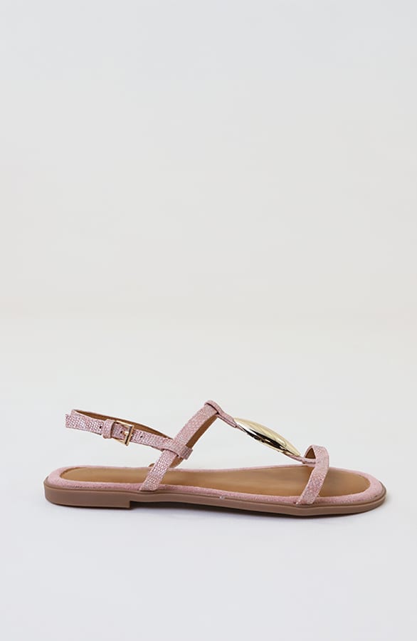 Luxury Flat T-Strap Sandals Pink – alle schoenen, foto 3