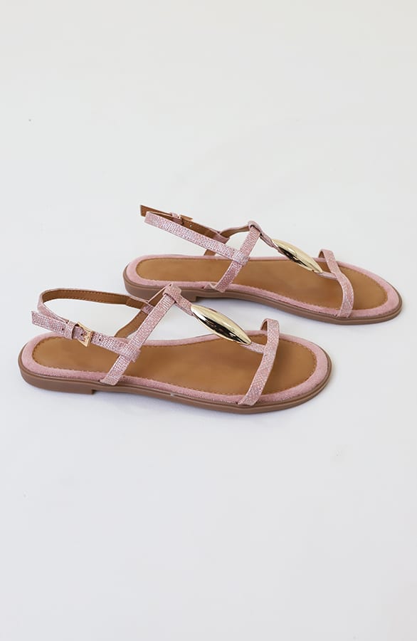 Luxury Flat T-Strap Sandals Pink – alle schoenen, foto 2