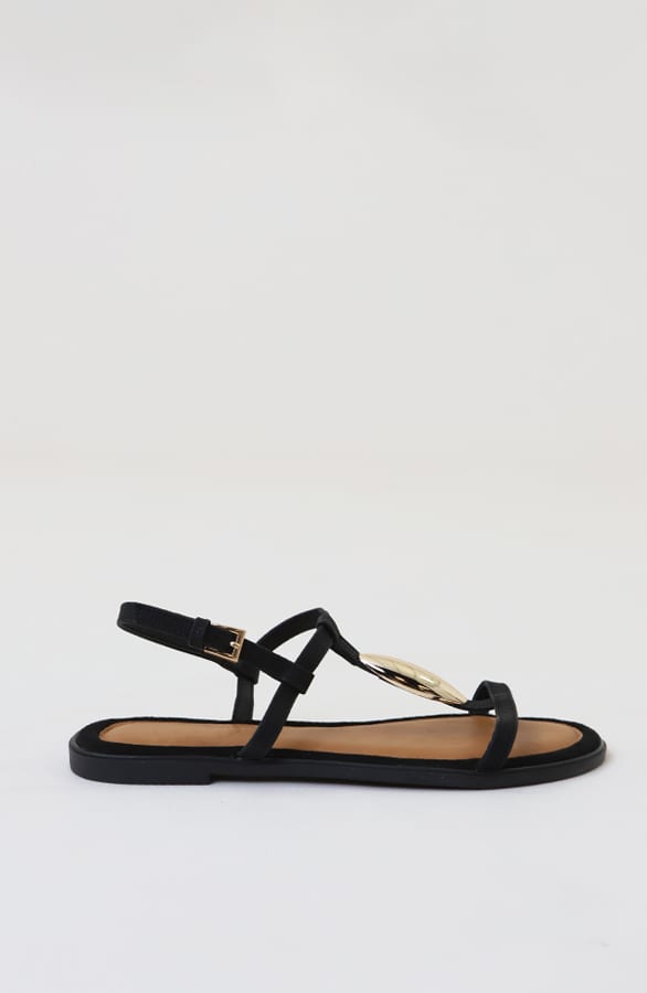 Luxury Flat T-Strap Sandals Zwart – alle schoenen, foto 4