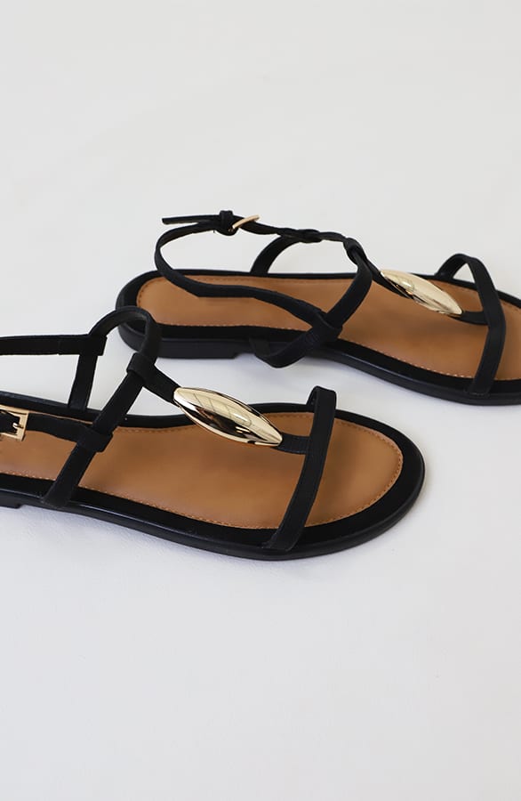 Luxury Flat T-Strap Sandals Zwart – alle schoenen, foto 3