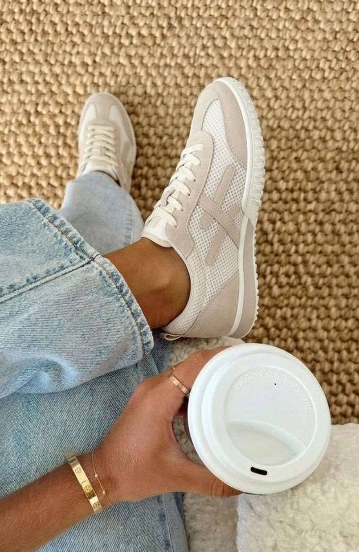 Mesh Dames Sneakers Beige