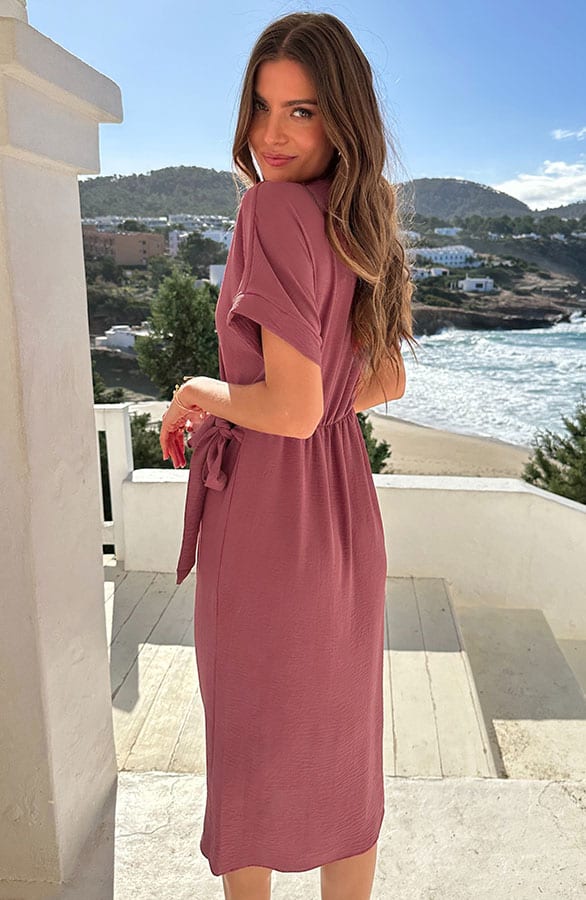 Miami Wrap Maxi Jurk Dust Roze – jurken, foto 4