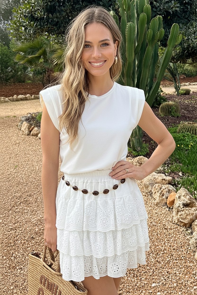 Mouwloze Schouder Detail Top Wit – tops, foto 2