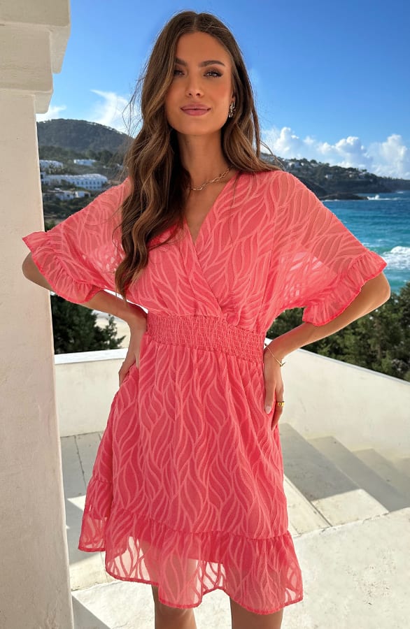 Noa Premium Ruffle Jurk Koraal – jurken, foto 4