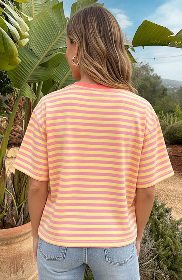 Oversized Amour Striped T-shirt Butter Yellow – tops, foto 3