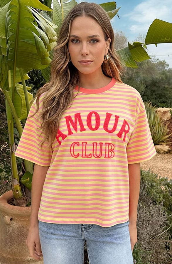Oversized Amour Striped T-shirt Butter Yellow – tops, foto 4