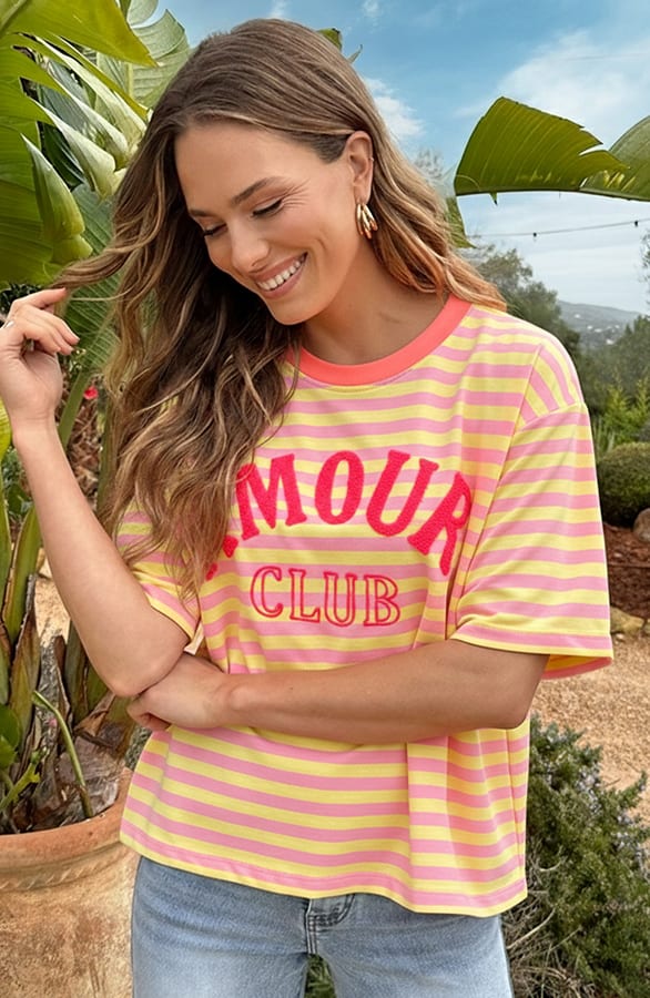 Oversized Amour Striped T-shirt Butter Yellow – tops, foto 5