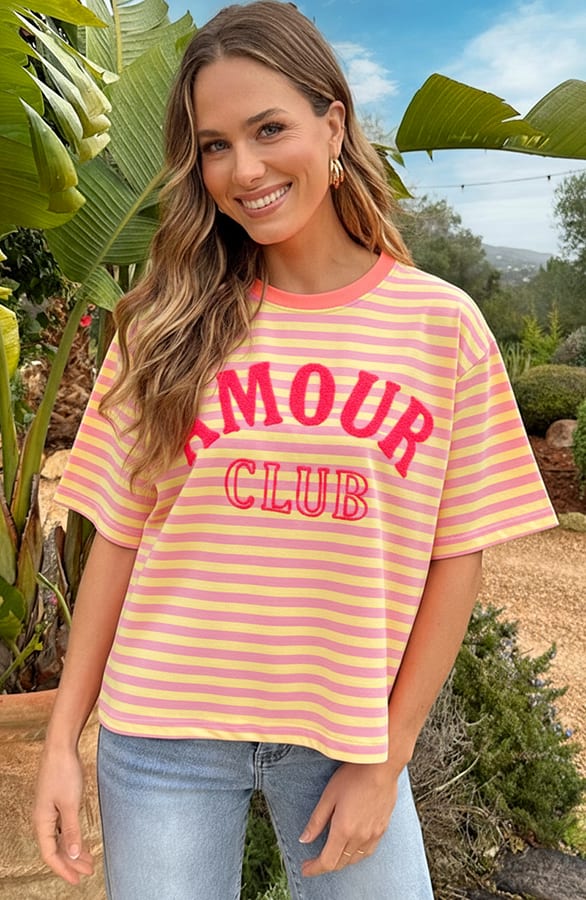 Oversized Amour Striped T-shirt Butter Yellow – tops, foto 2