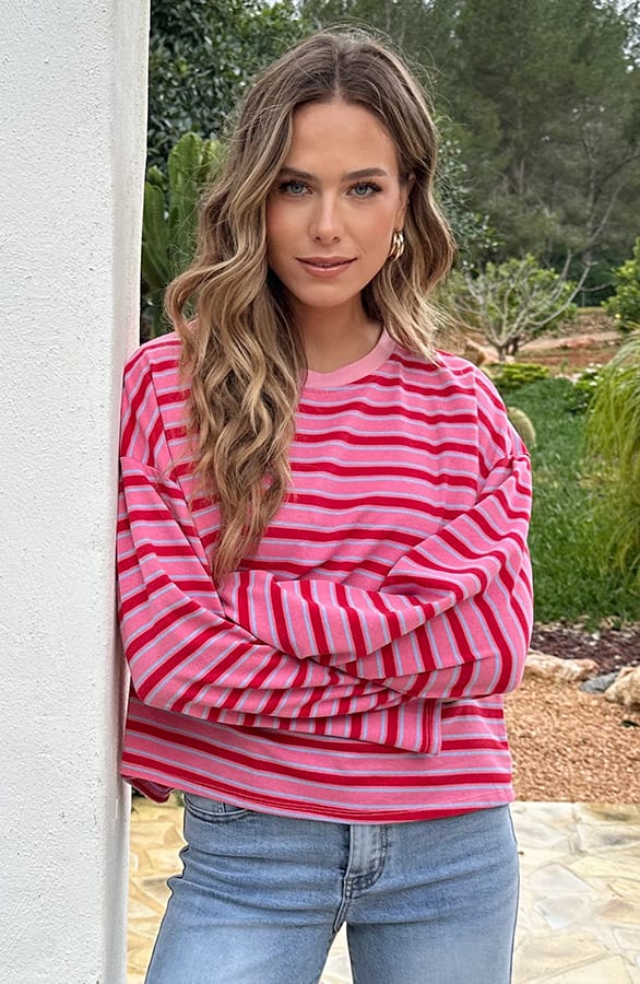 Oversized Streifen Top Baumwolle Tricolore, Tops, Foto 4