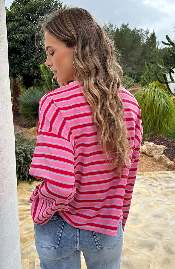 Oversized Streifen Top Baumwolle Tricolore, Tops, Foto 3