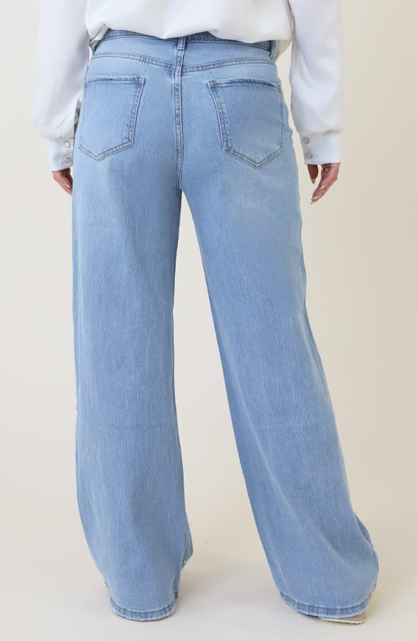 Ultra Wide Leg Jeans Parels Light Blue – spijkerbroeken, foto 3