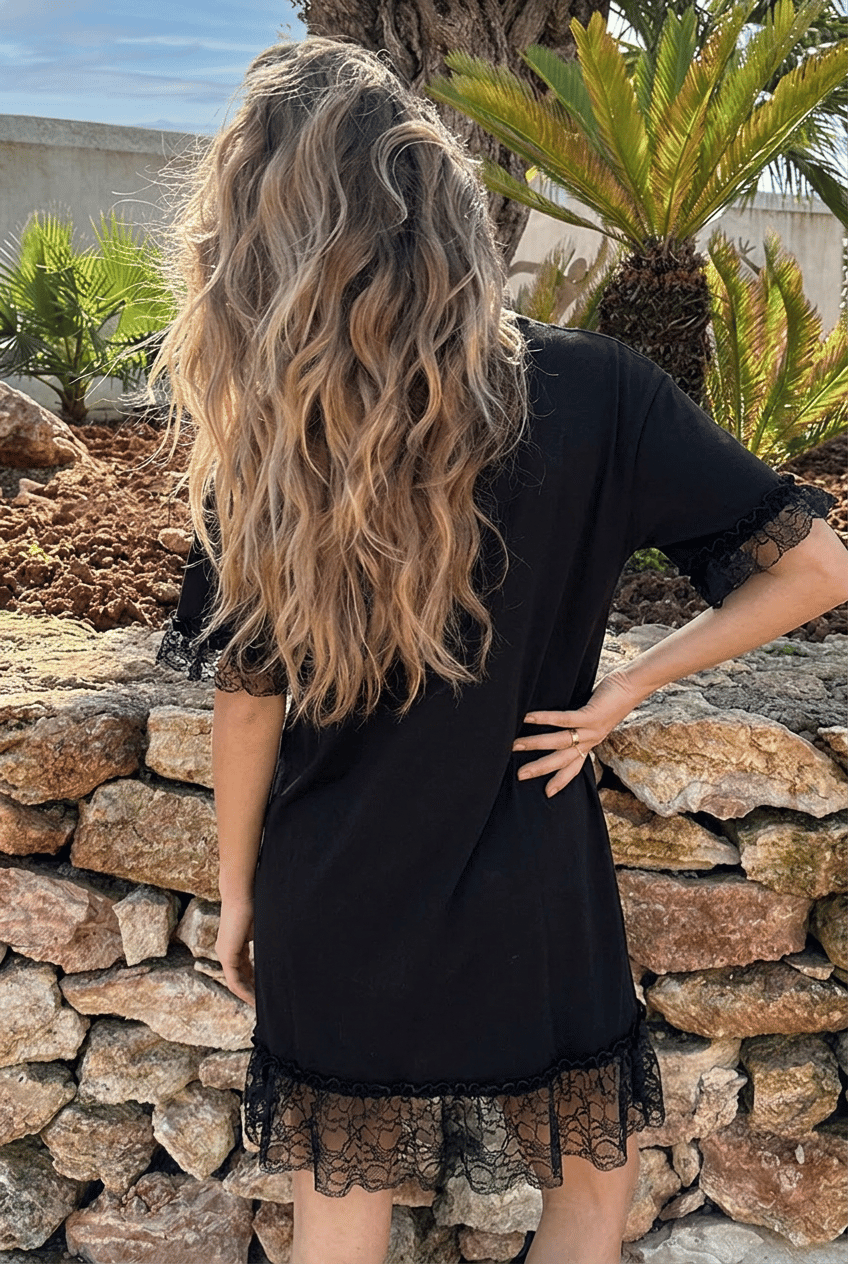 Lace T-Shirt Kleid Black, Kleider, Foto 3
