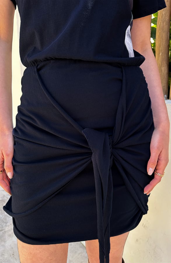 Draped Jurk Katoen Navy – jurken, foto 4