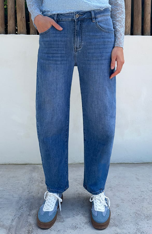 Barrel Jeans Stretch Mid Blue – spijkerbroeken, foto 1