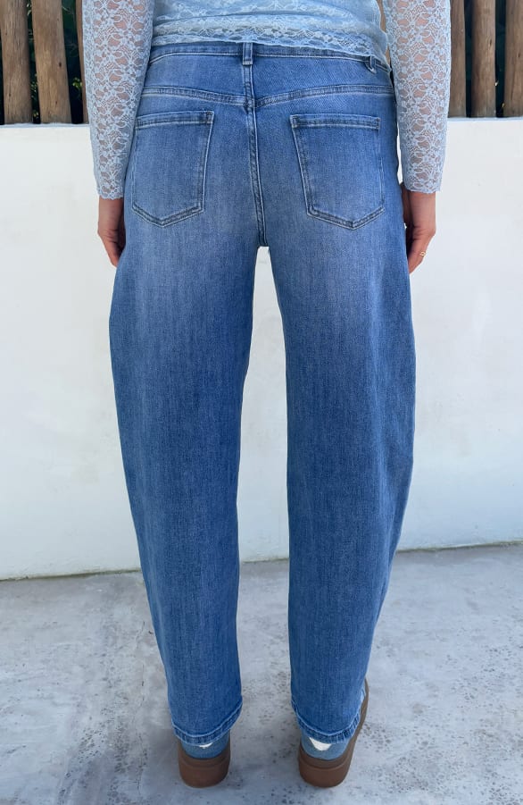 Barrel Jeans Stretch Mid Blue – spijkerbroeken, foto 5