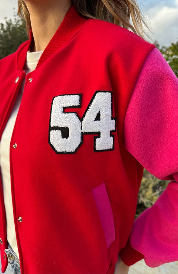 Baseball Bomberjacket Fuchsia Red – jassen, foto 5