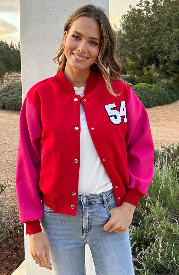 Baseball Bomberjacket Fuchsia Red – jassen, foto 2