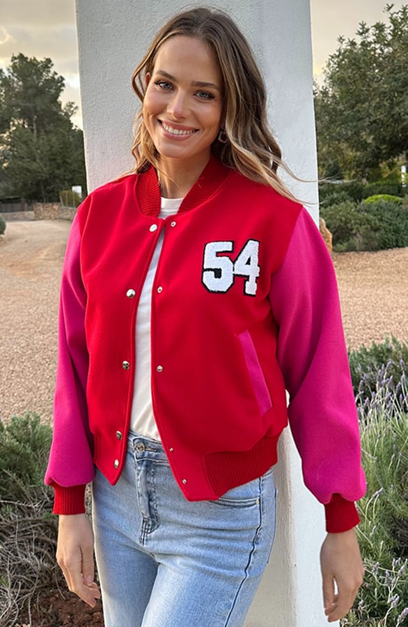 Baseball Bomberjacket Fuchsia Red – jassen, foto 6