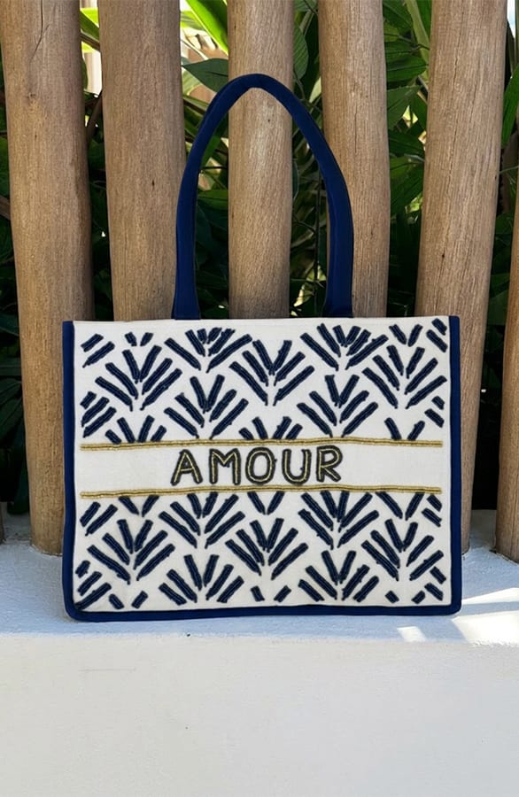 Beaded Handmade Tote Bag Amour