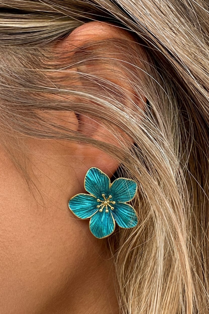 Boho Bloemen Oorbellen Blue – alle accessoires, foto 2