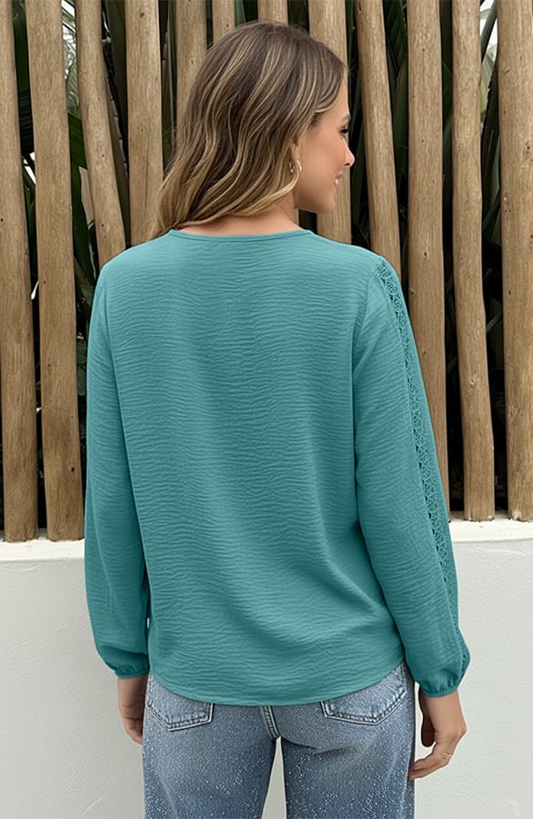 Boho Blouse Lace Sleeves Mint – blouses, foto 3