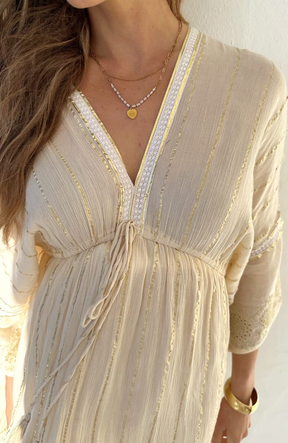 Boho Golden Maxi Jurk Beige – jurken, foto 5
