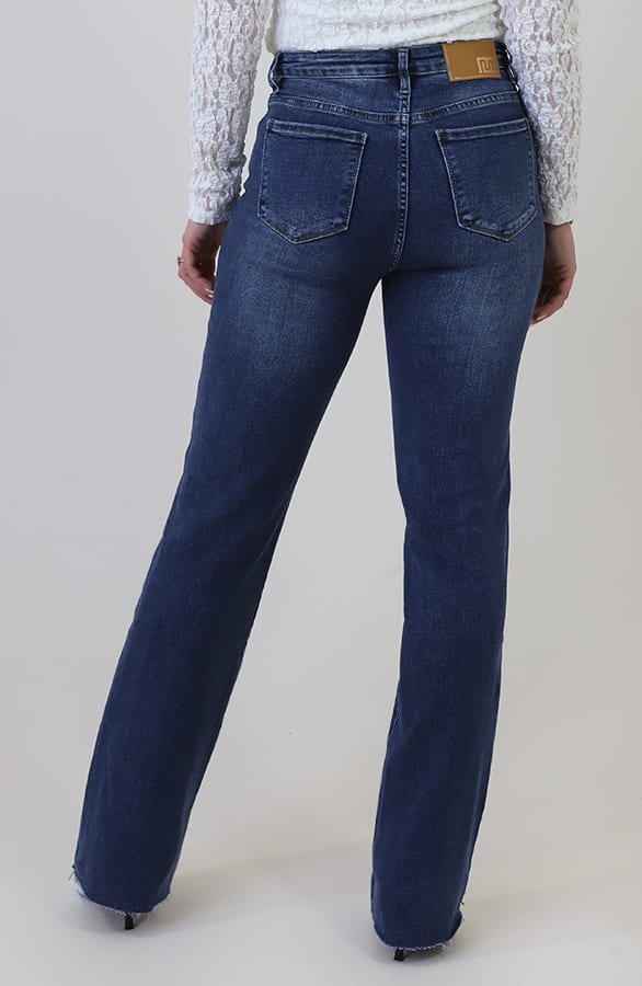 Damaged Wide Leg Jeans Dark Blue Stretch FMH – spijkerbroeken, foto 3