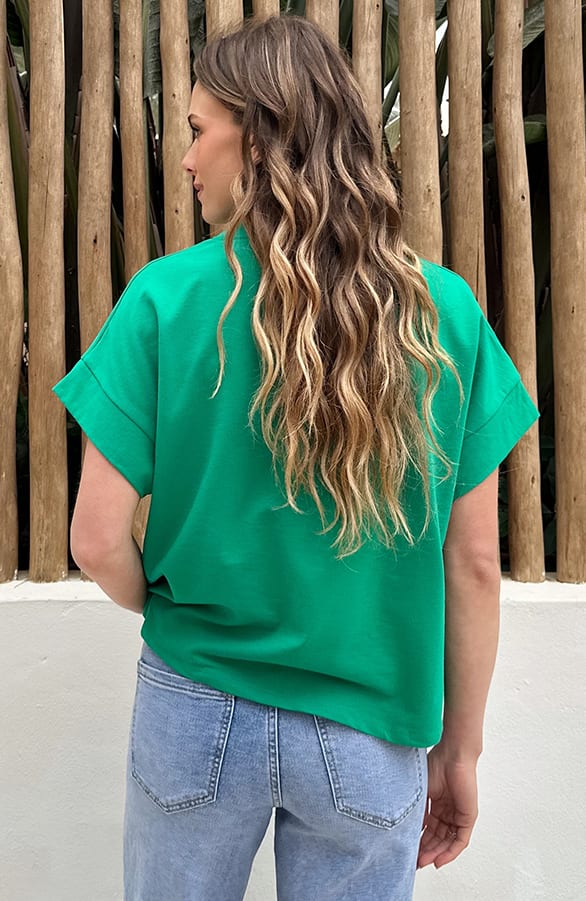 Dames Loose Fit T-Shirt Katoen Bright Green – tops, foto 3