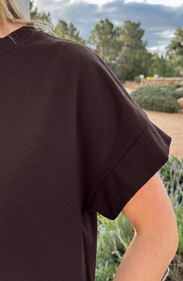 Dames Loose Fit T-Shirt Katoen Choco – tops, foto 5