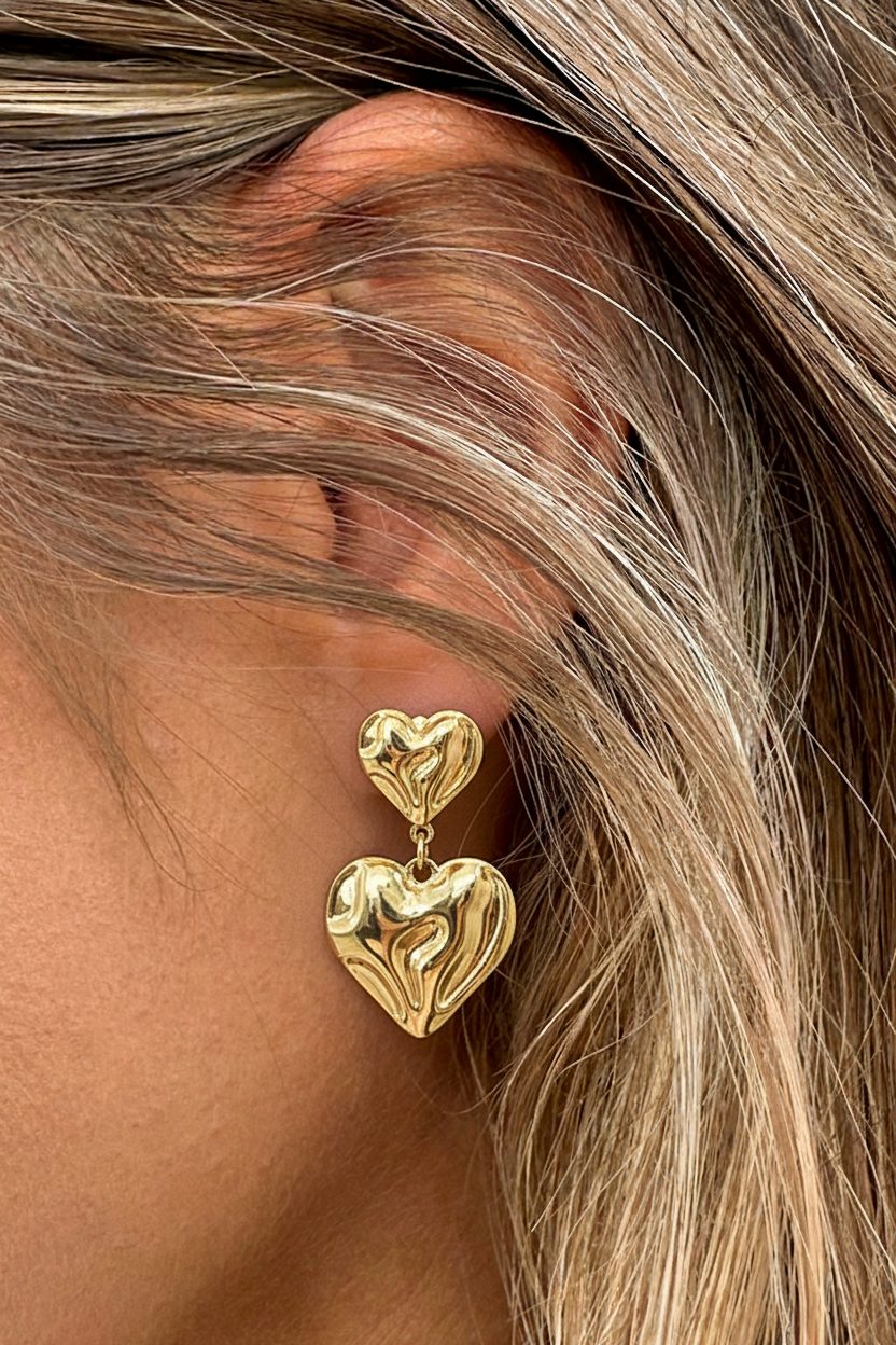 Double Heart Ohrringe Gold, Alle Accessoires, Foto 2