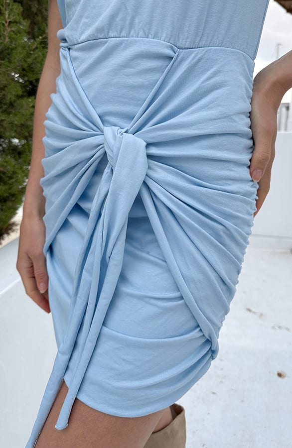 Draped Jurk Katoen Baby Blue – jurken, foto 5