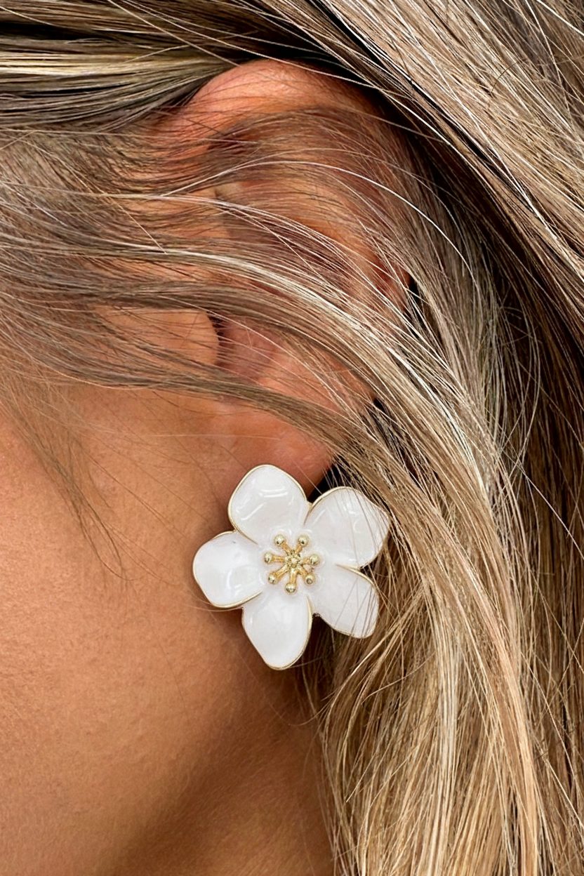 Flower Oorbellen Goud Parelmoer – alle accessoires, foto 2