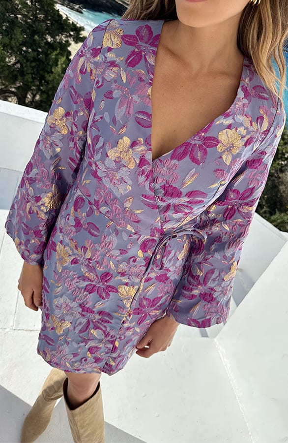 Jacquard Jurk Wijde Mouw Lila 2.0 – jurken, foto 3