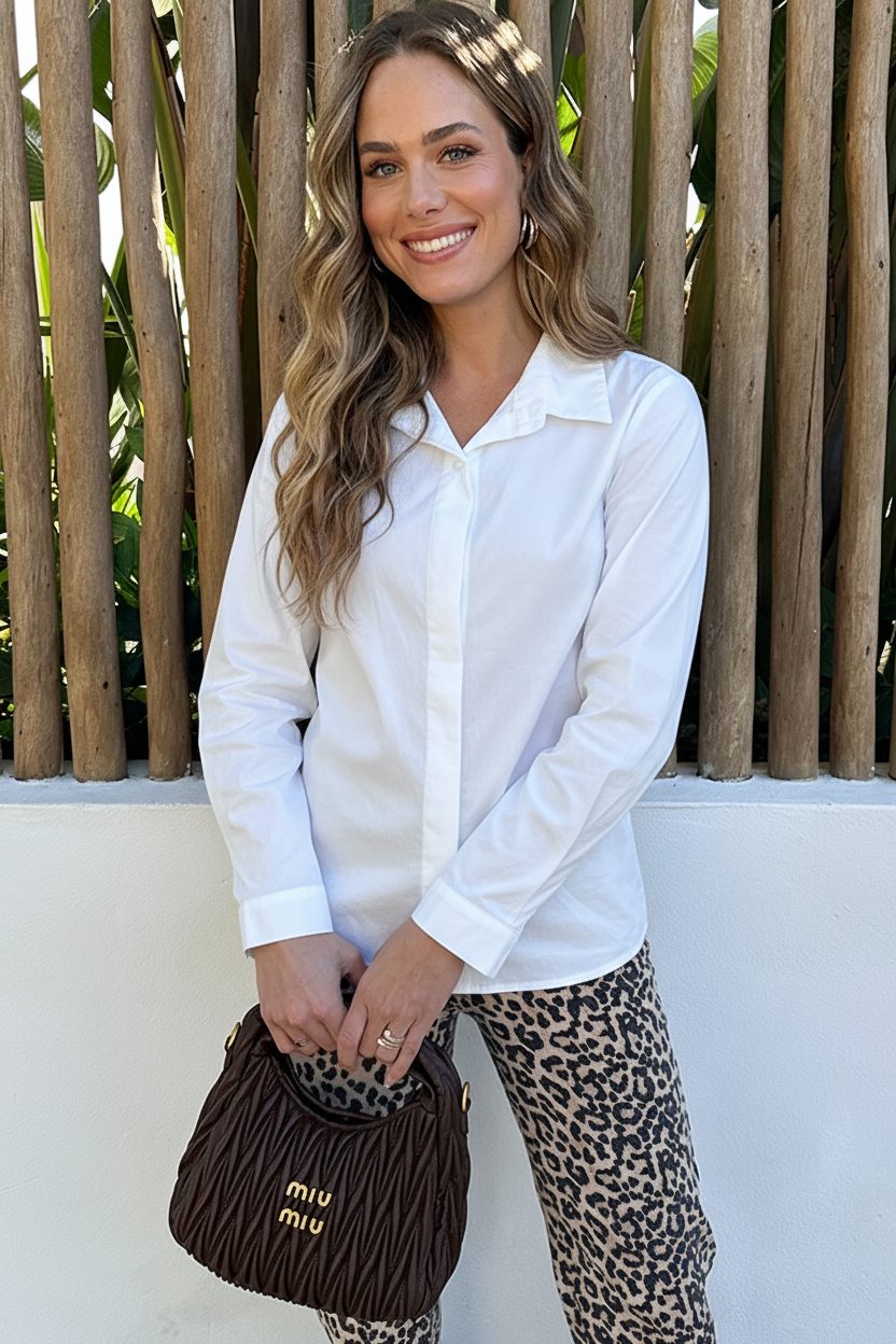 Katoenen Strik Blouse Ecru – blouses, foto 3