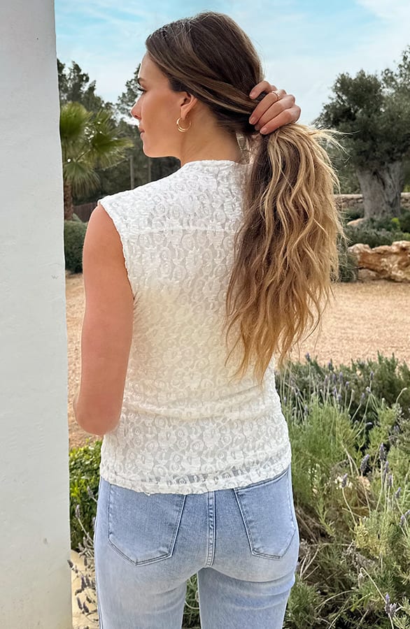 Lace Dames Top Ecru – tops, foto 4