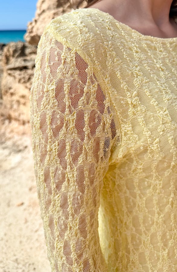 Lace Flared Mouwen Jurk Butter Yellow – jurken, foto 5