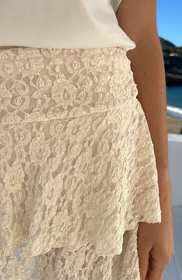 Lace Skort Smocked Beige – shorts, foto 6