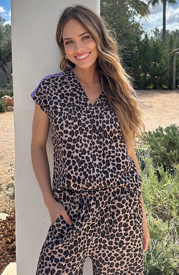 Leopard Bies Top Lila