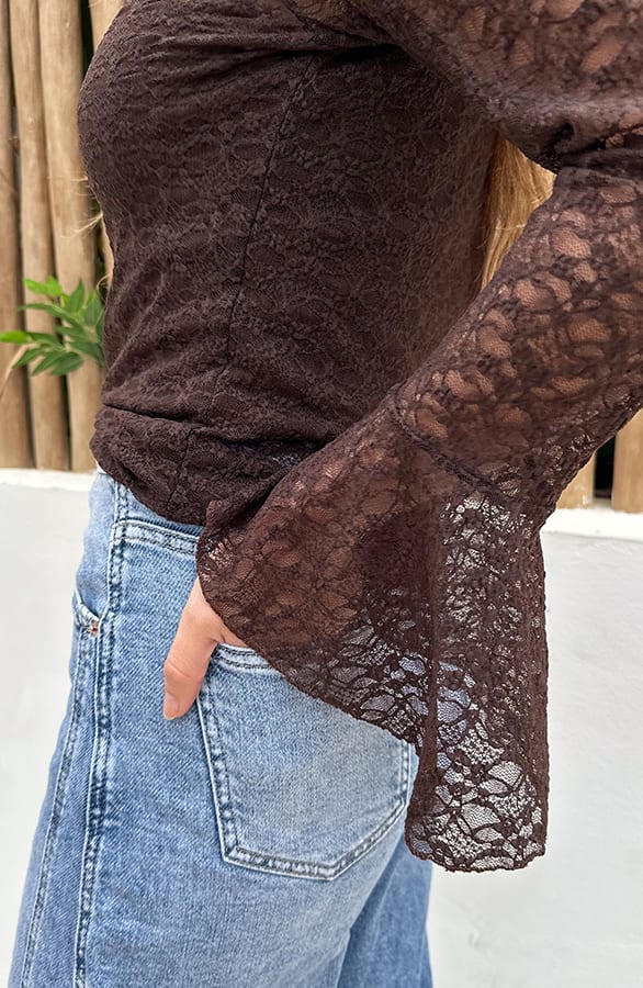 Long Sleeve Lace Top Choco – tops, foto 6