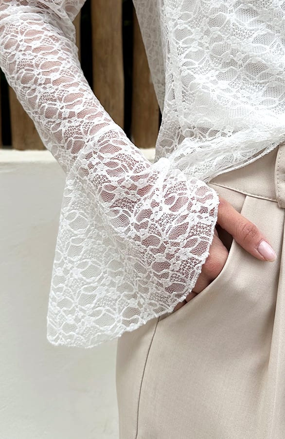 Long Sleeve Lace Top Ecru – tops, foto 4