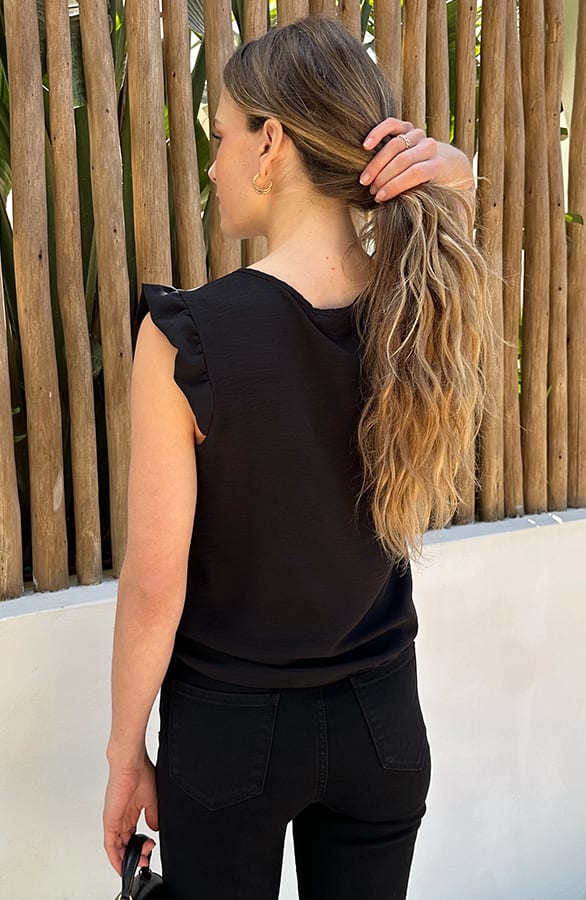 Lovely Lace V-Hals Top Zwart – tops, foto 4